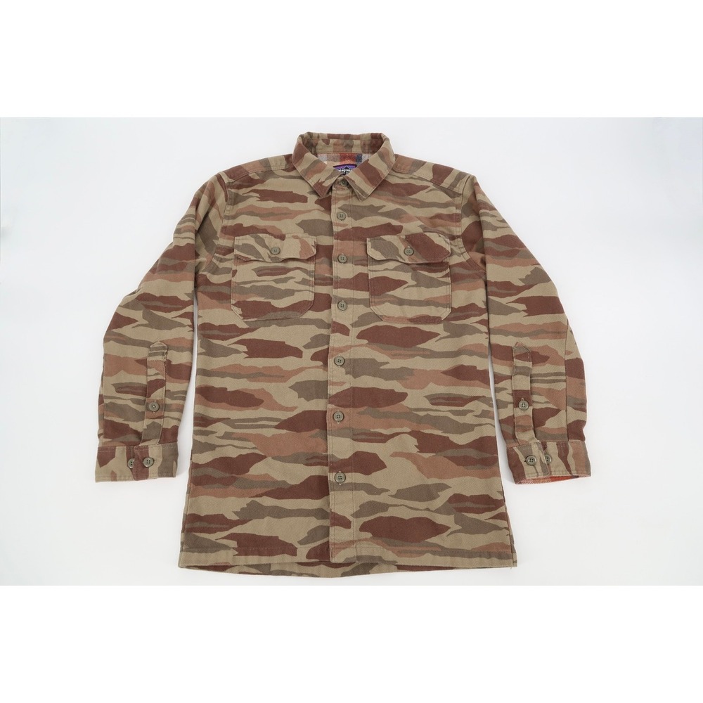 Patagonia Mens XS Fjord Duck Camo Camouflage Flannel Long Sleeve Shirt